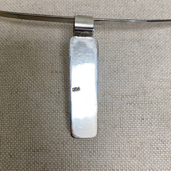 Silver Pendant Necklace with Multicolor Inlay - Picture 5 of 6